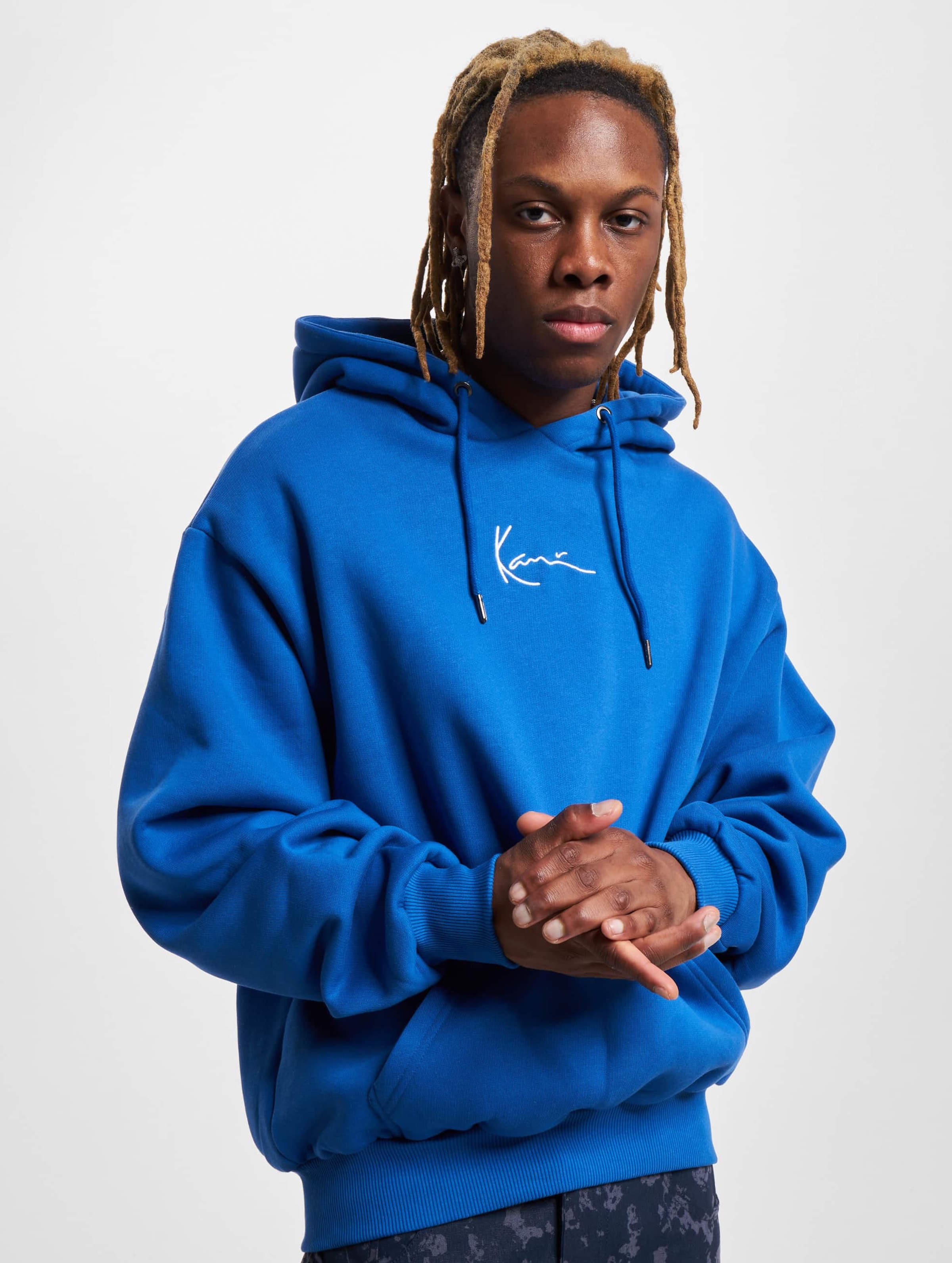 Karl Kani KK Small Signature Print Hoodie op kleur blauw, Maat XS