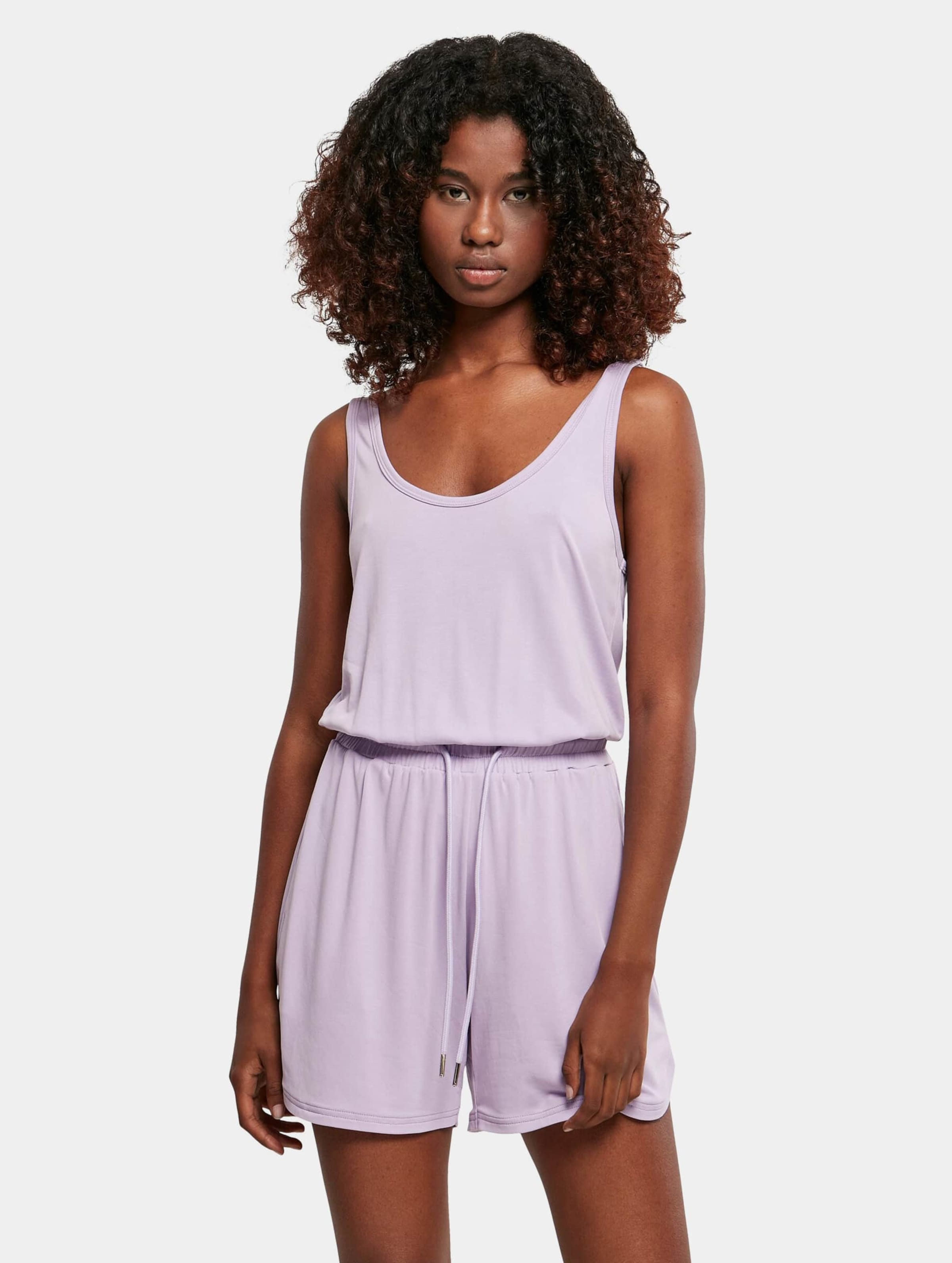 Urban Classics Ladies Short Sleeveless Modal Jumpsuit op kleur violet, Maat 3XL