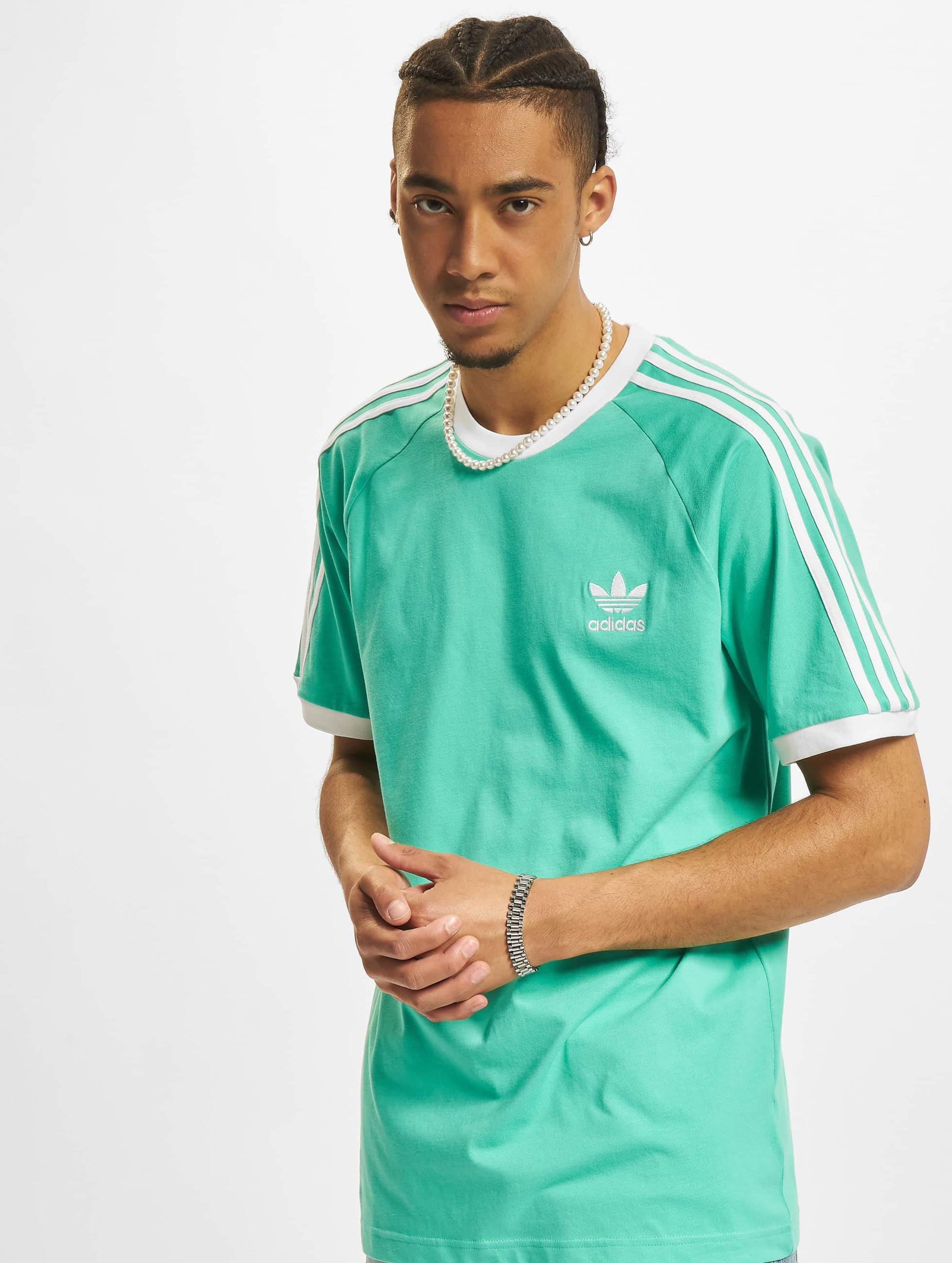 Adidas originals california 3 stripe t shirt on sale green