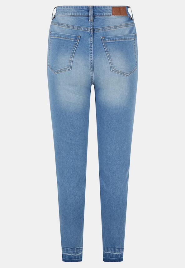 Ladies Skinny High Waist Open Hem Jeans-3