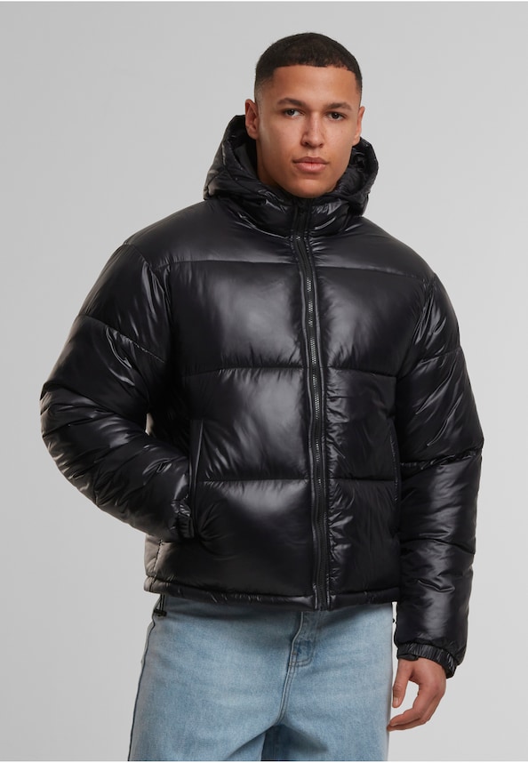 Shiny Puffer Jacket With Hood-0