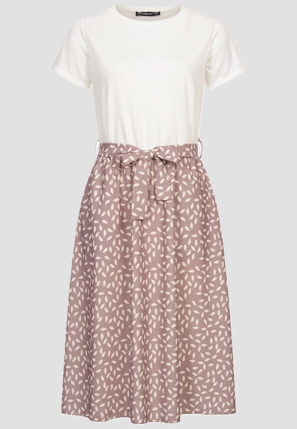 Cloud5ive Damen Kleid Satin Rock 2-Pockets und Bindegürtel-3