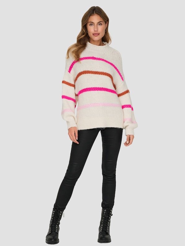 My Stripe High Neck Knit -4