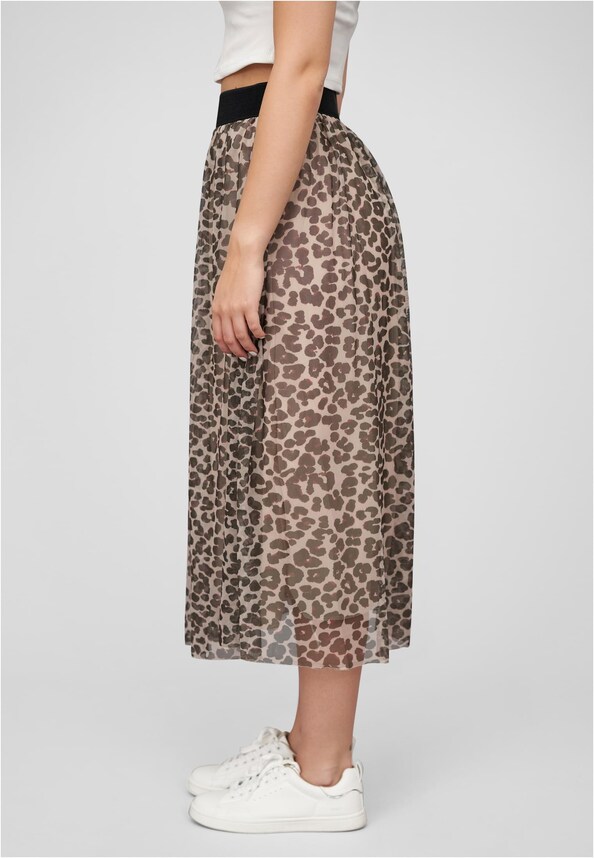 Longform Rock mit Leoprint und Gummiband-2