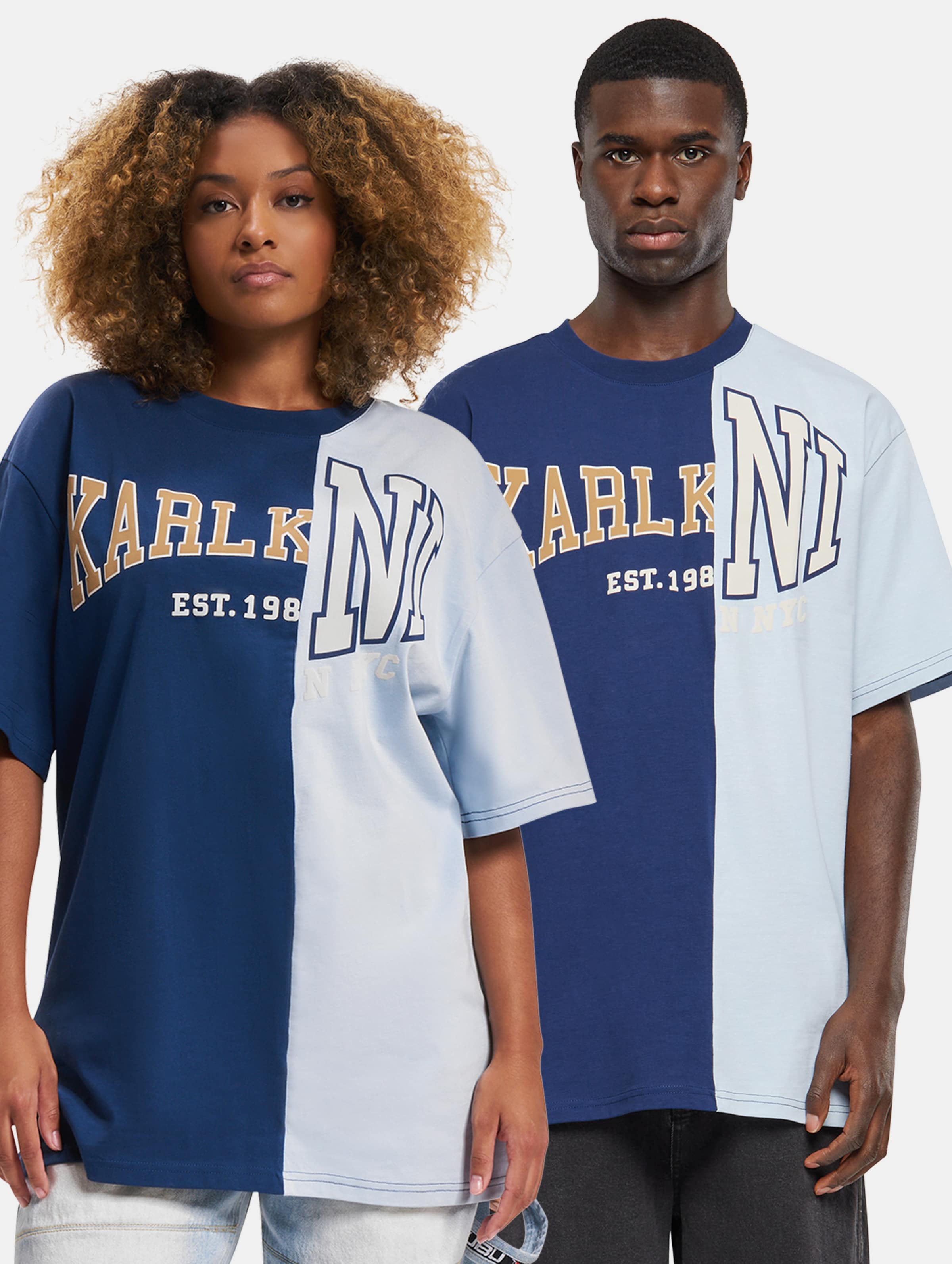 Karl Kani Woven Retro Split T-Shirt Vrouwen op kleur blauw, Maat XXL