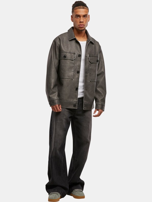 Urban Classics Synthetic Vintage Leather Shirt Jacket-3