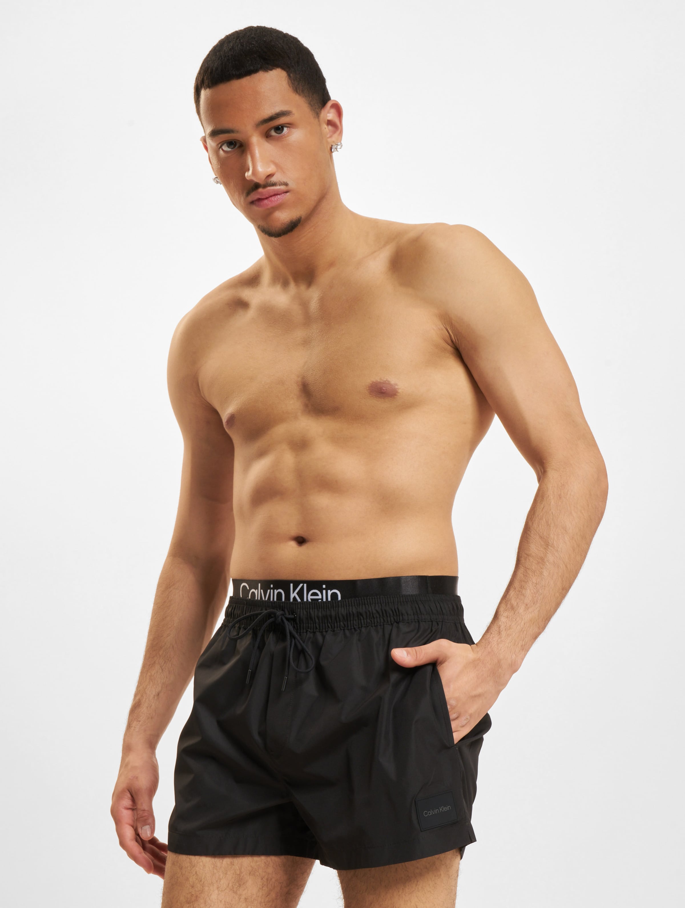 Calvin Klein Double Waistband Swim Shorts Mannen op kleur zwart, Maat XL