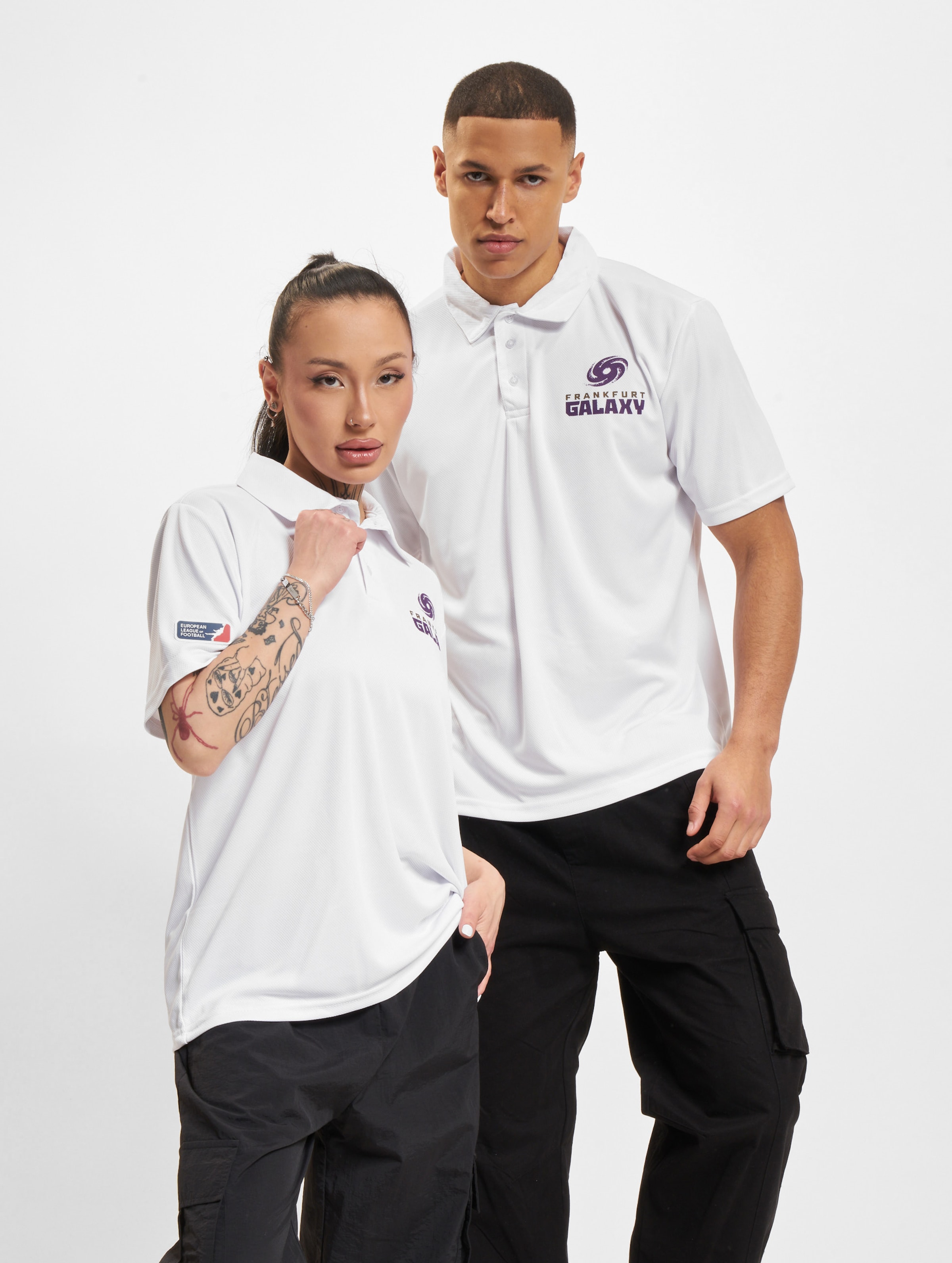 European League Of Football ELF Frankfurt Galaxy PoloShirts Unisex op kleur wit, Maat S