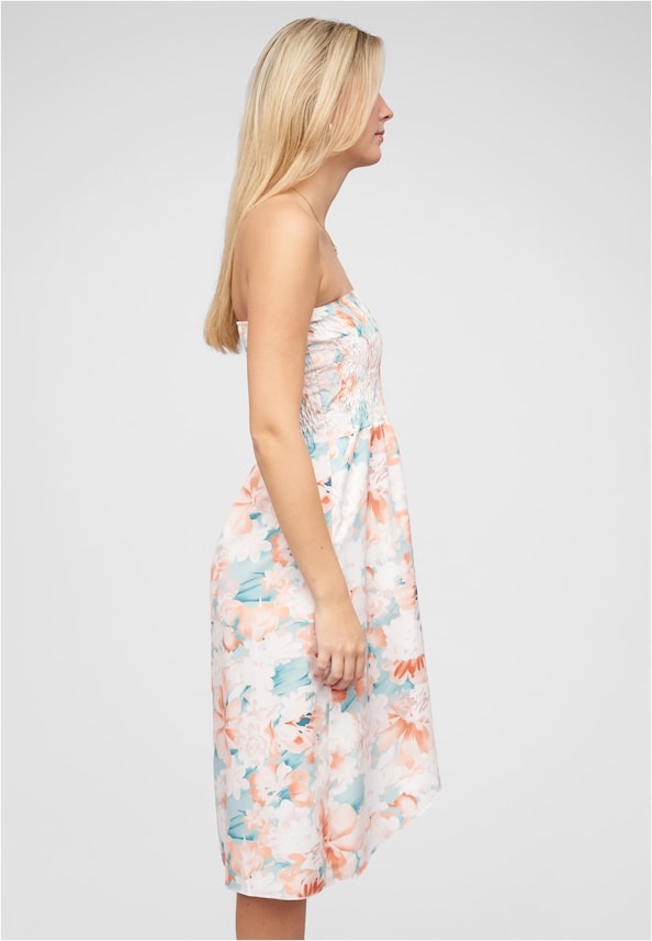 Bandeau Kleid in Wrap Look und AOP Blumen Print-3