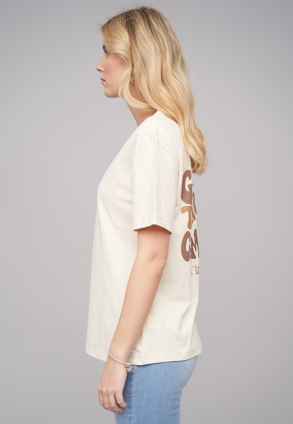 Ladies 77 Good Things Sand Tee-2