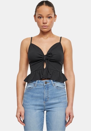 Ladies Waffle Pique Ruffle Top