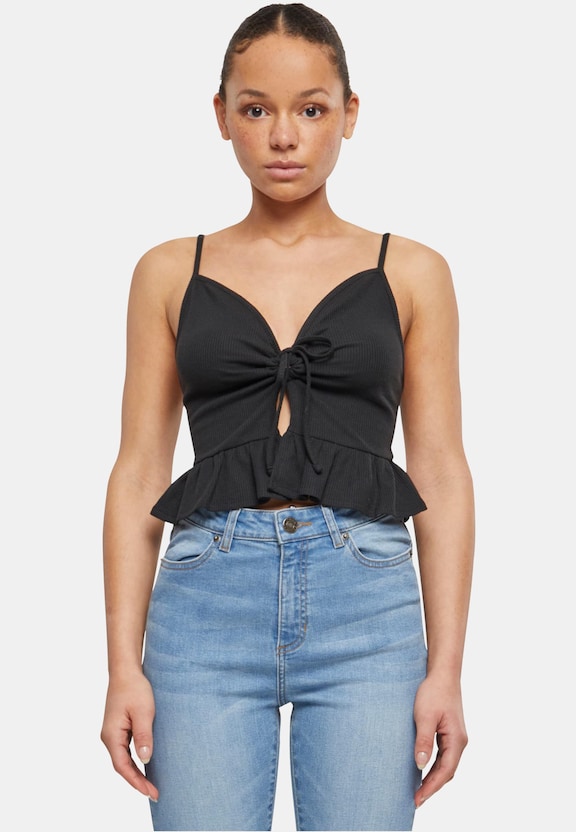 Ladies Waffle Pique Ruffle Top-0