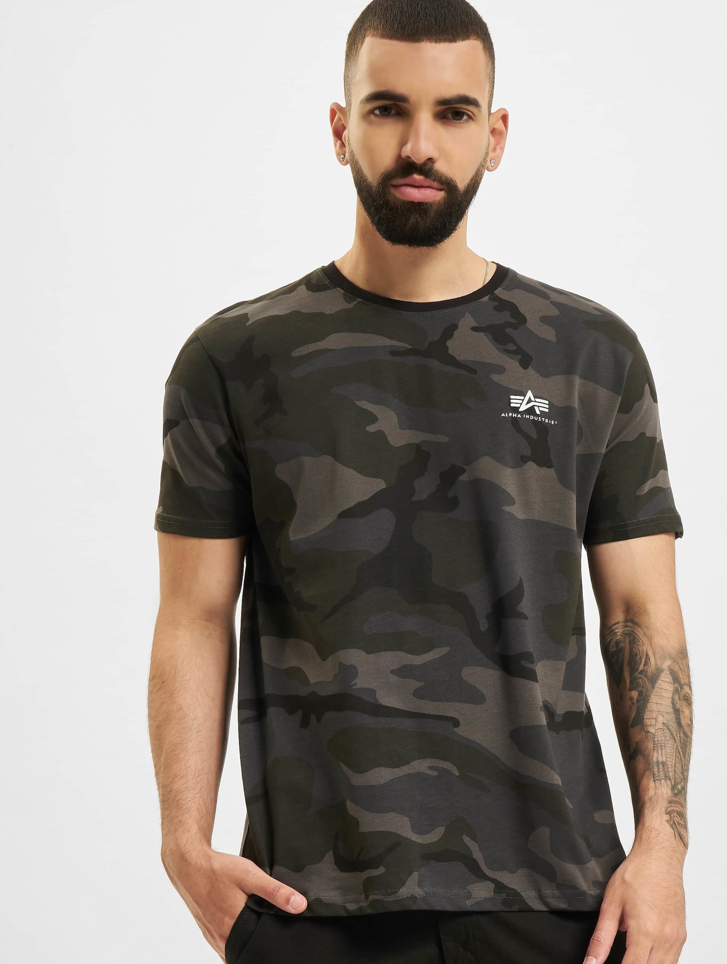 Alpha Industries Backprint Camo T-Shirt Männer,Unisex op kleur zwart, Maat XXL