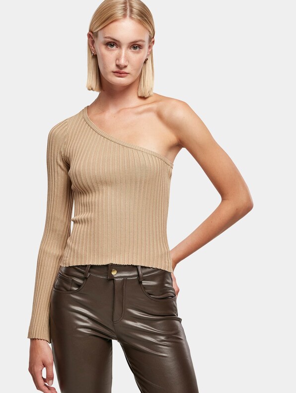 Ladies Short Rib Knit One Sleeve-0