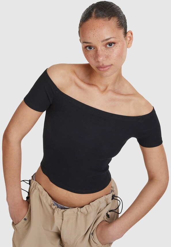Ladies Organic Off Shoulder Rib Tee-8