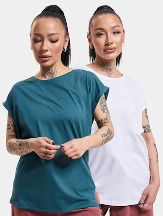 Urban Classics Ladies Extended Shoulder 2 Pack T-Shirts