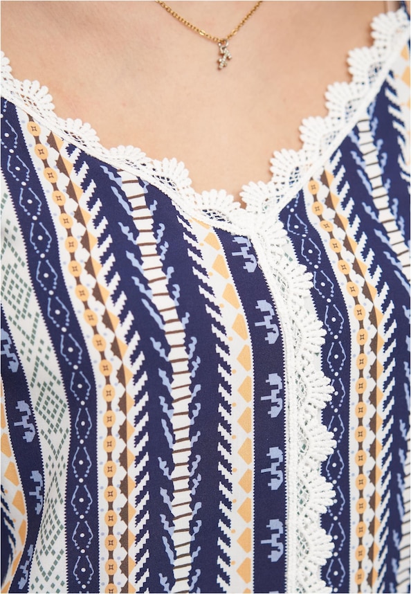 Viskose Trägertop mit Spitzenbordüre-5