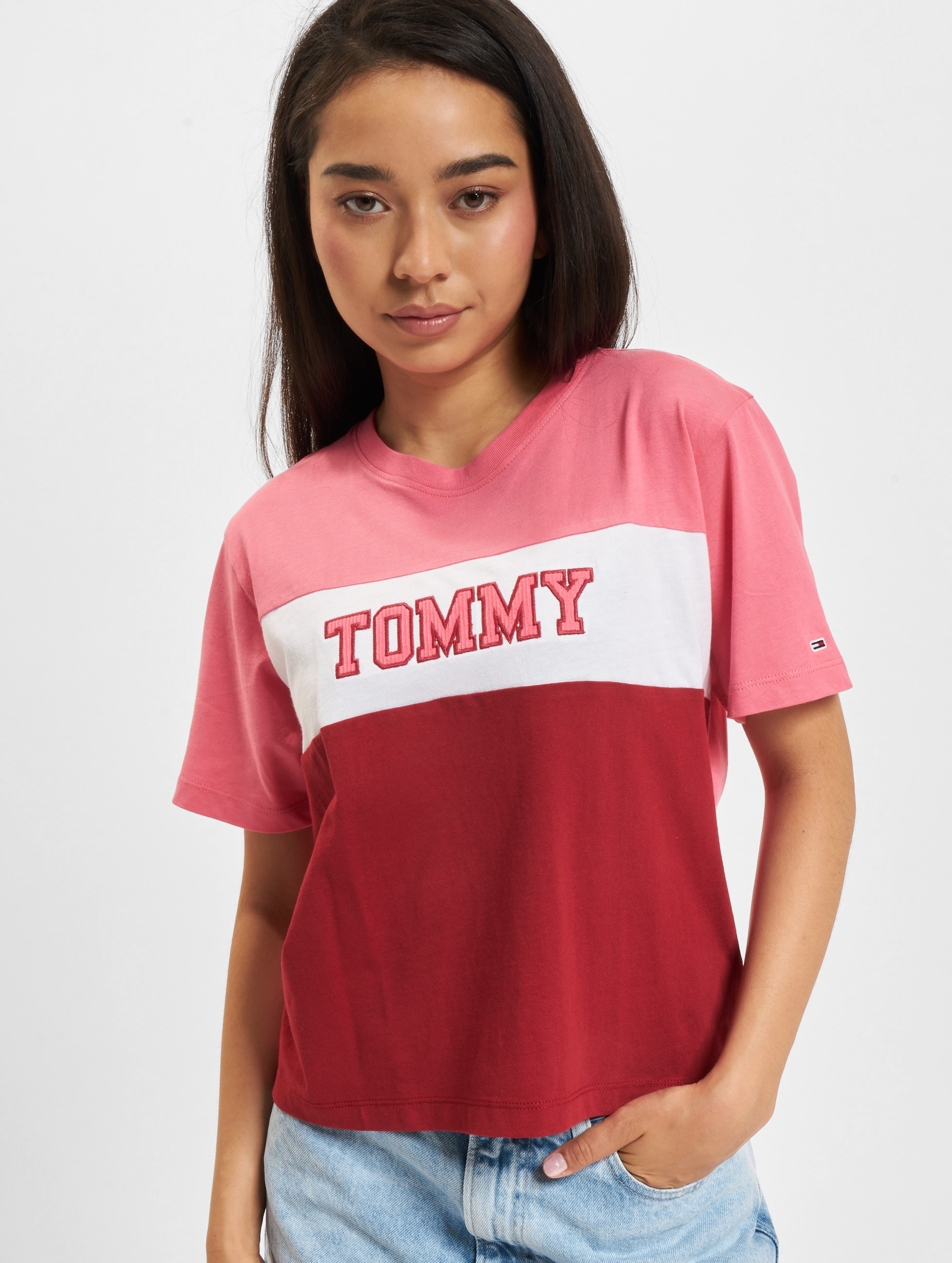 Tommy Jeans Colorblock Stripe Frauen,Unisex op kleur roze, Maat XS