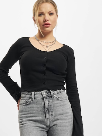 Ladies Cropped Rib Cardigan