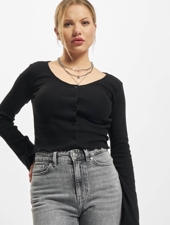 Ladies Cropped Rib Cardigan-0