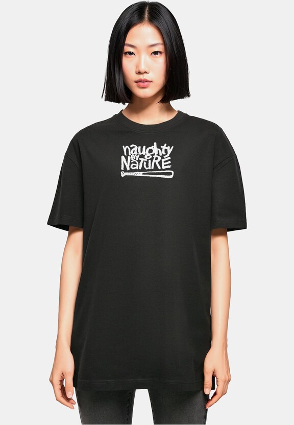 Ladies Naughty By Nature - Logo Oversized Boyfriend Tee-0