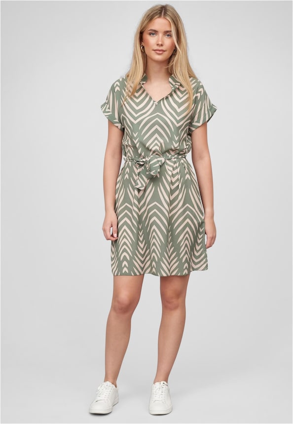 Cloud5ive Damen T-Shirt Kleid mit Turn-Up Ärmel und All Over Print-5