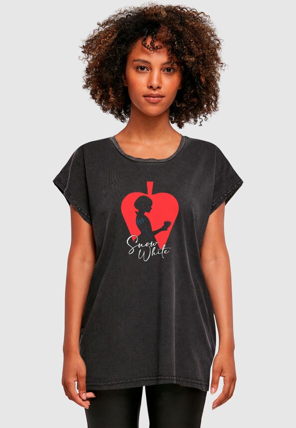 Ladies Snow White - Apple Silhouette Acid Washed T-Shirt-0
