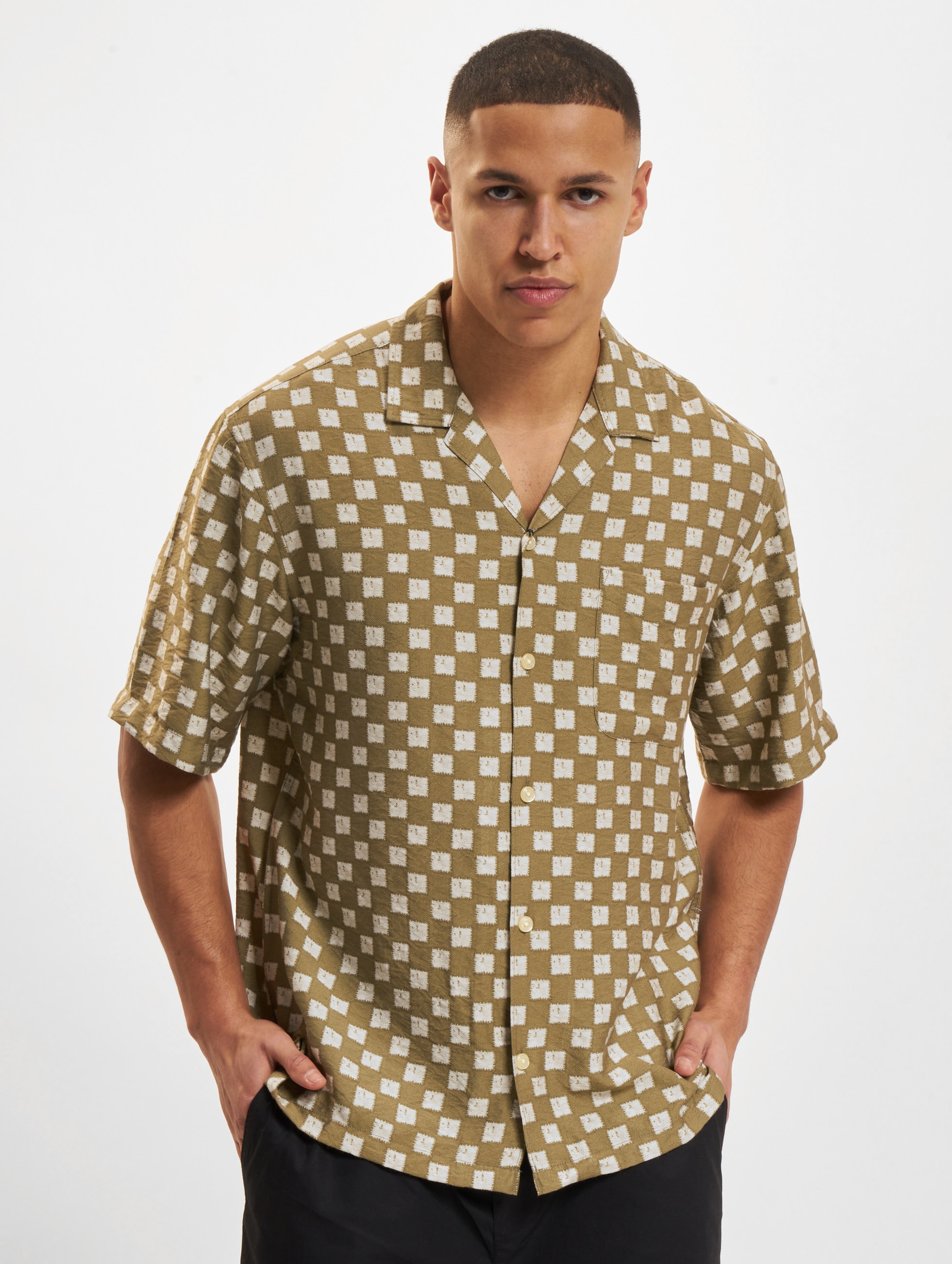 Jack & Jones Luryland Print Resort Shirt S/S Mannen op kleur olijf, Maat S