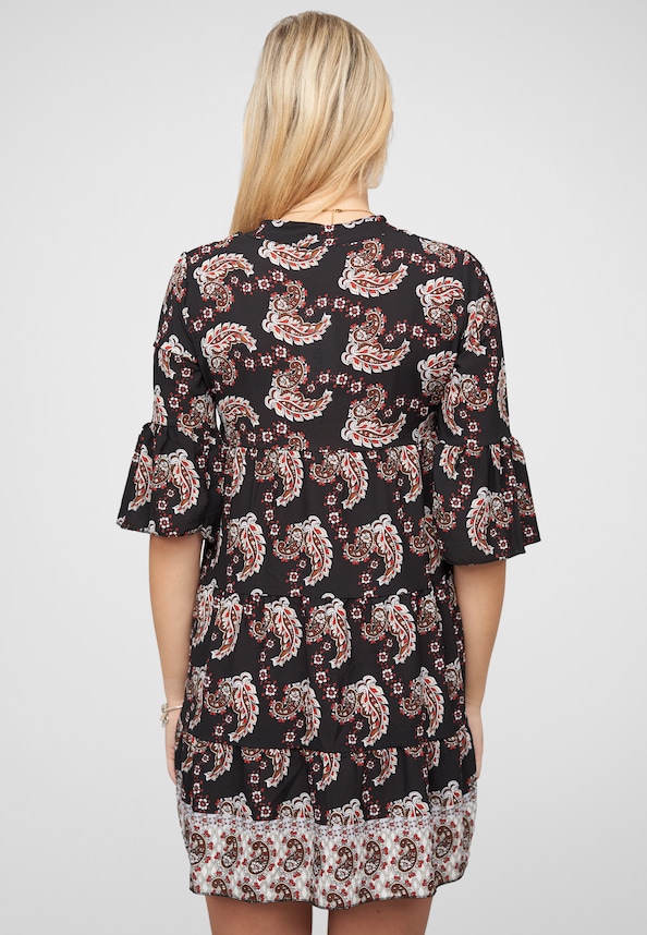 Paisley Kleid mit V-Neck und All Over Print-1
