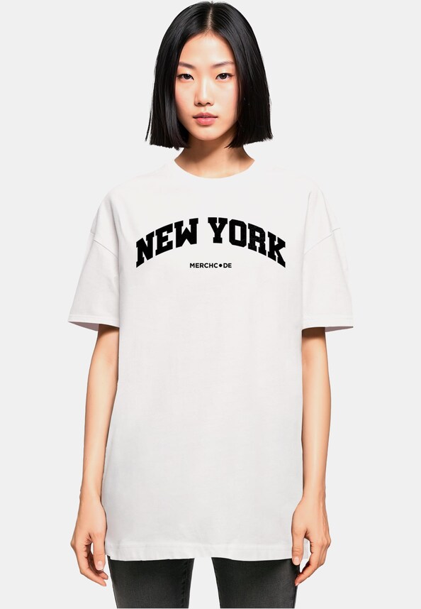Ladies New York Wording - Oversized Boyfriend Tee-0