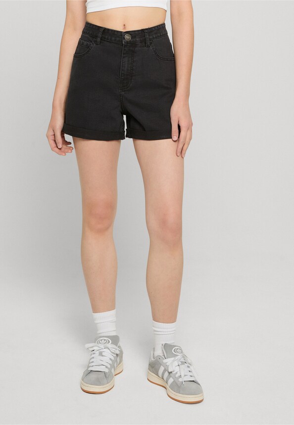 Ladies High Waist Denim Shorts-0