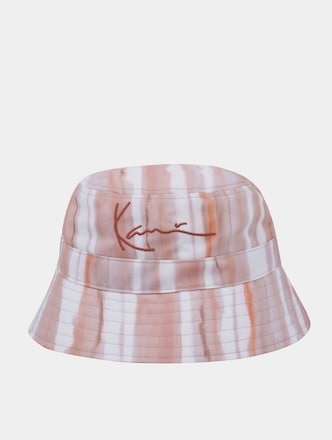 KA221-008-1 KK Signtaure Tie Dye Stripe Bucket Hat light sand/taupe