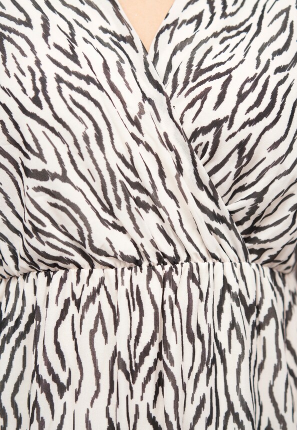 Langed Chiffon Kleid V-Neck Viskoseeinsatz-4