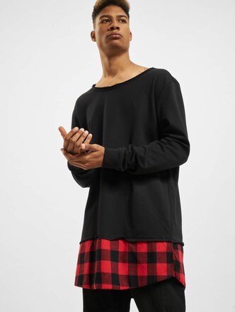 Urban Classics Long Flanell Bottom Open Edge Crewneck Sweatshirt