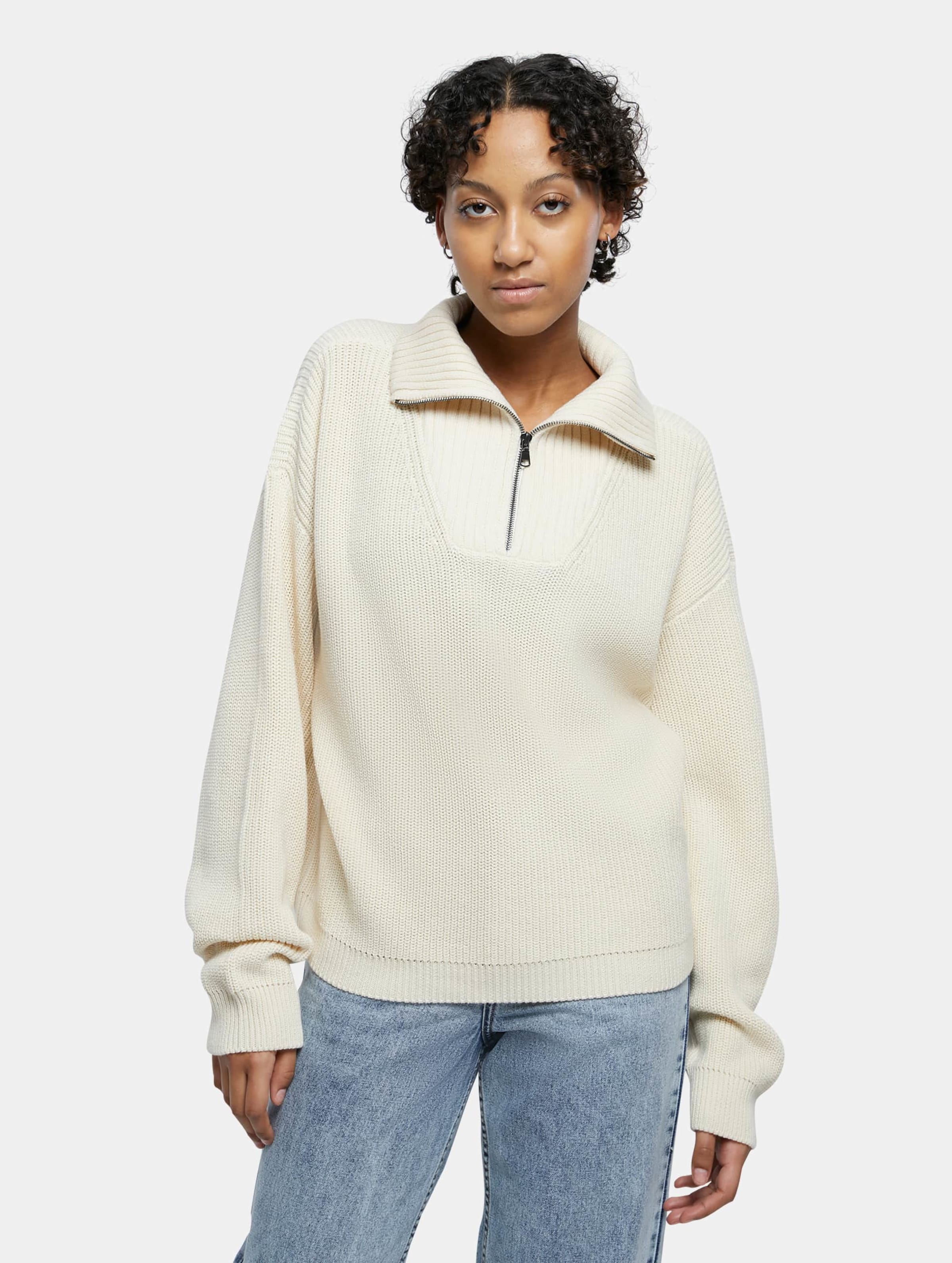 Urban Classics - Oversized Knit Troyer Sweater - XS - Beige