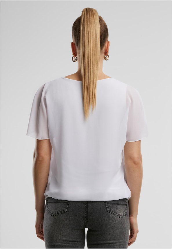 Cloud5ive Damen Chiffon Top 2-lagig mit Fledermausärmeln-1