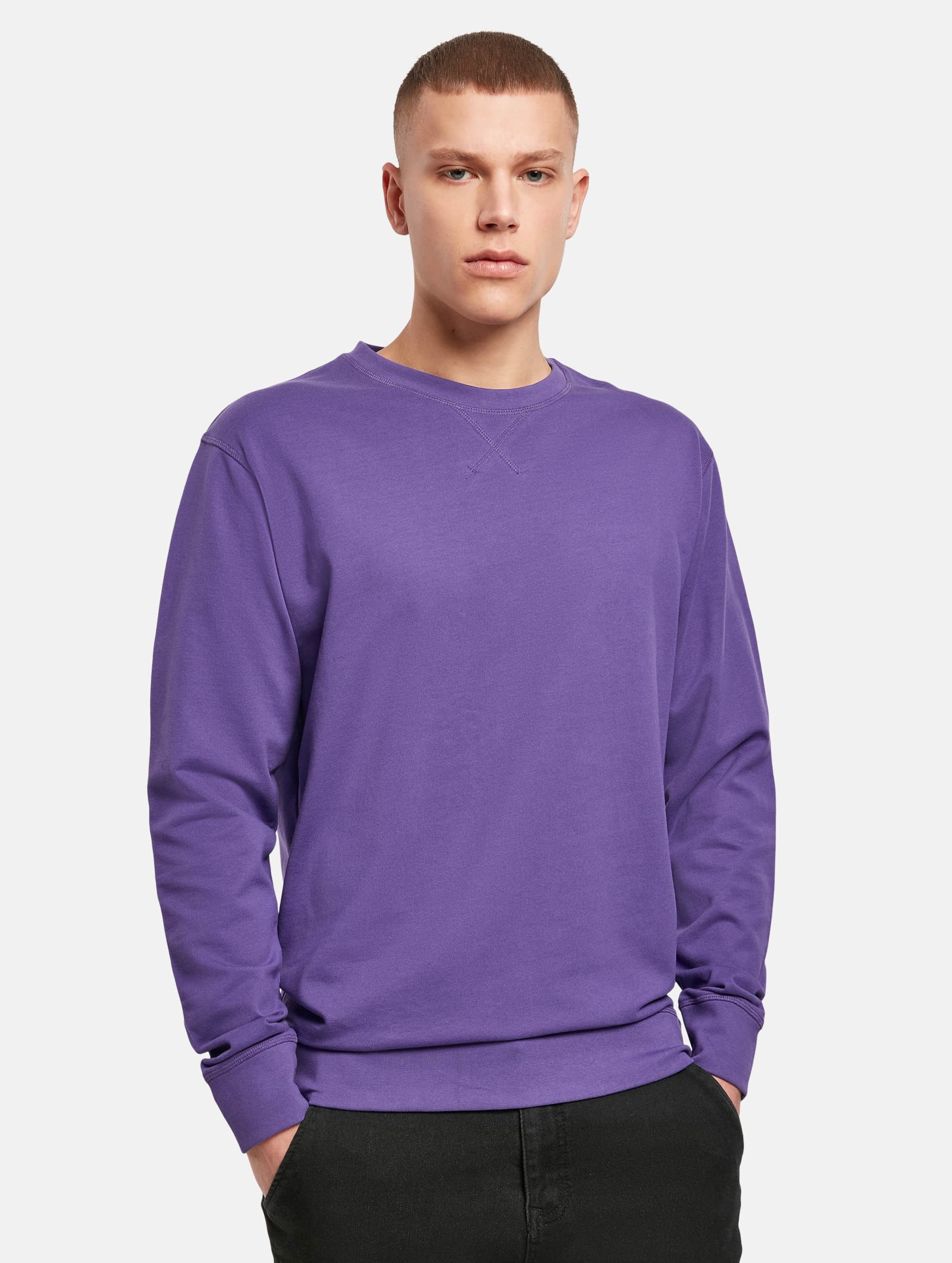 Build Your Brand Light Crew Sweatshirt Mannen op kleur violet, Maat XL