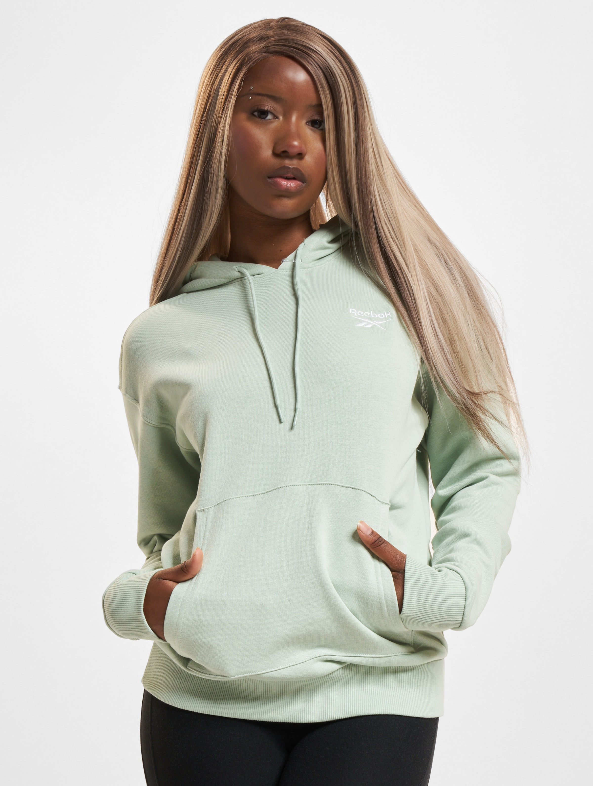 Reebok French Terry Hoodie op kleur groen, Maat XS