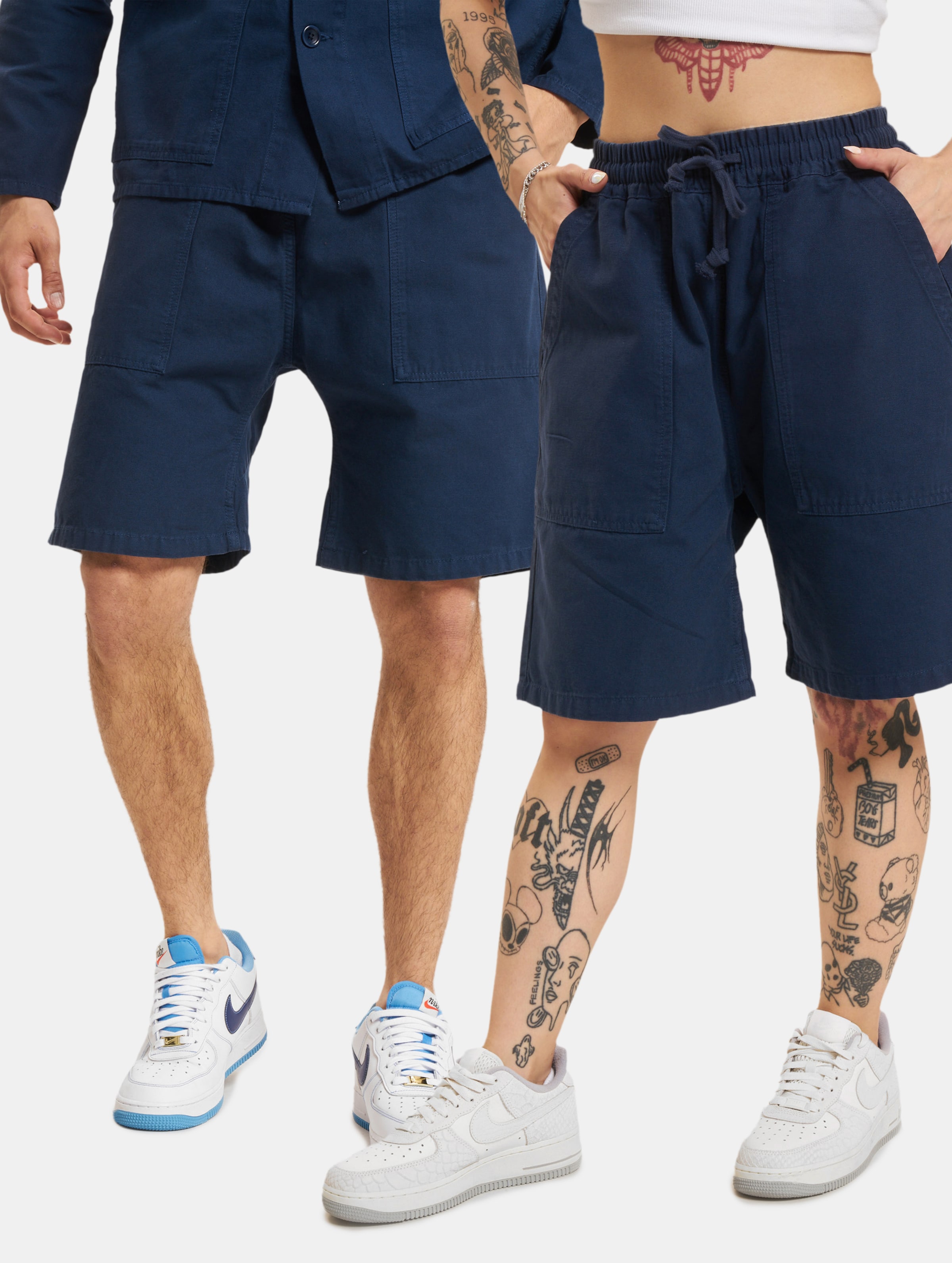 Service Works Canvas Chef Shorts Unisex op kleur blauw, Maat XL