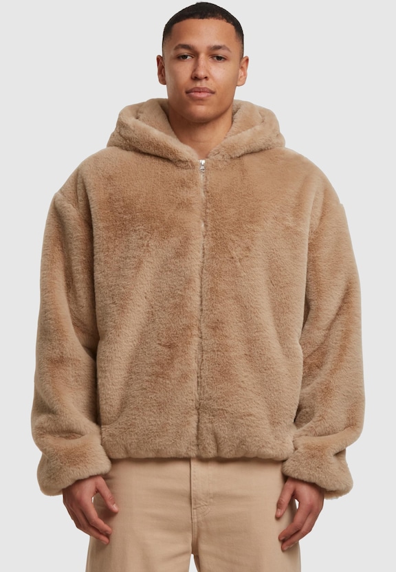 Full Zip Faux Fur Hoodie-2