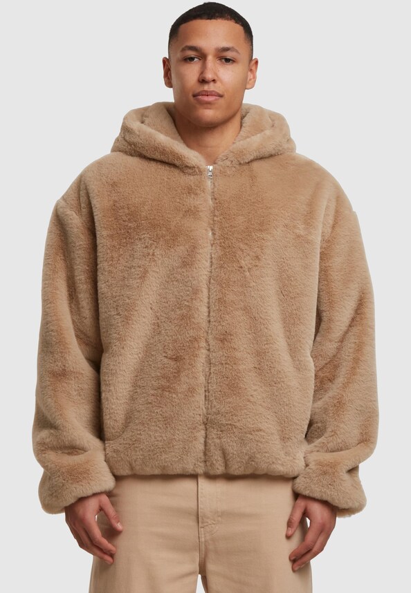 Full Zip Faux Fur Hoodie-2