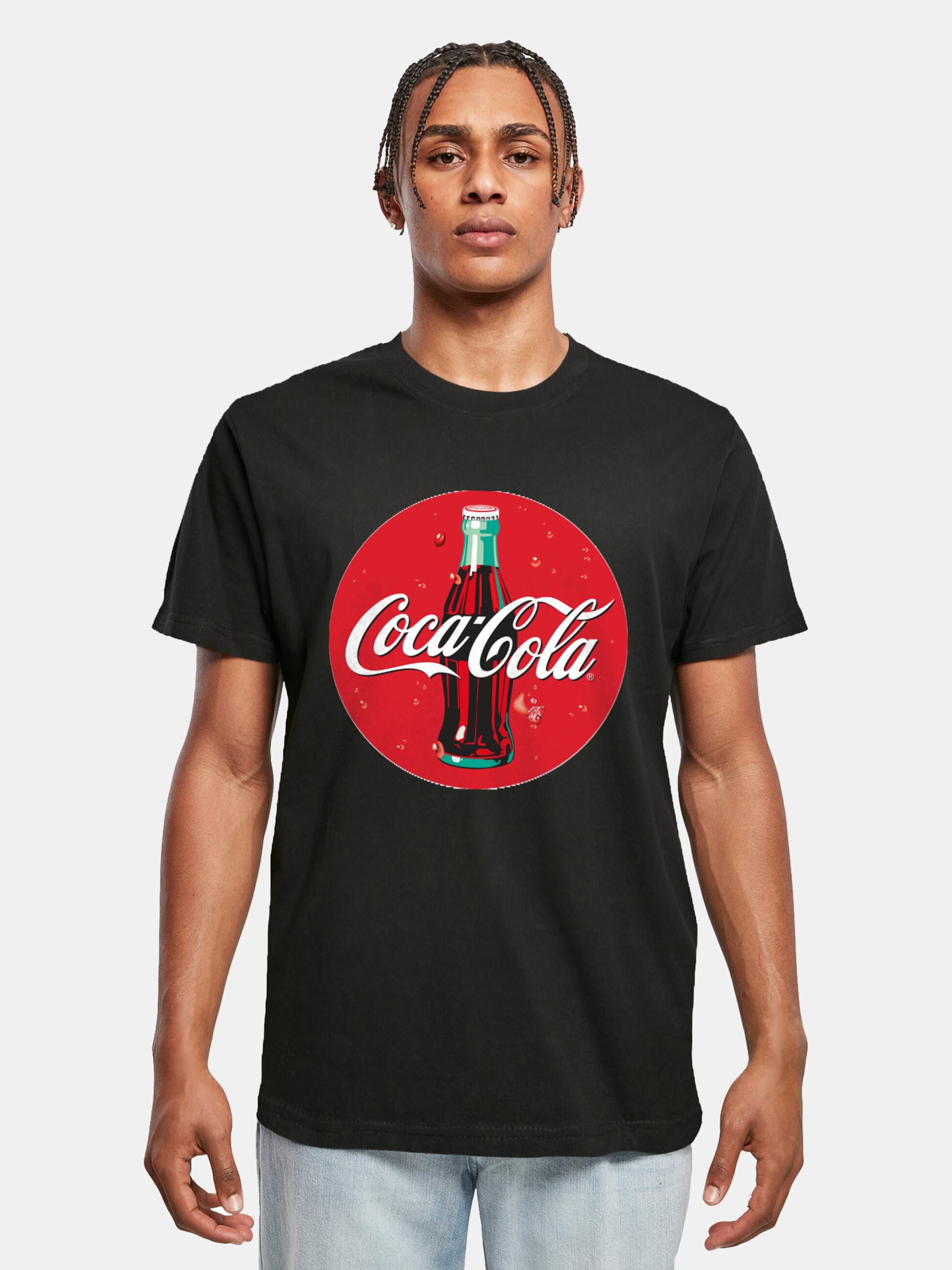 Merchcode Coca Cola - Bottle Logo Heren Tshirt - L - Zwart