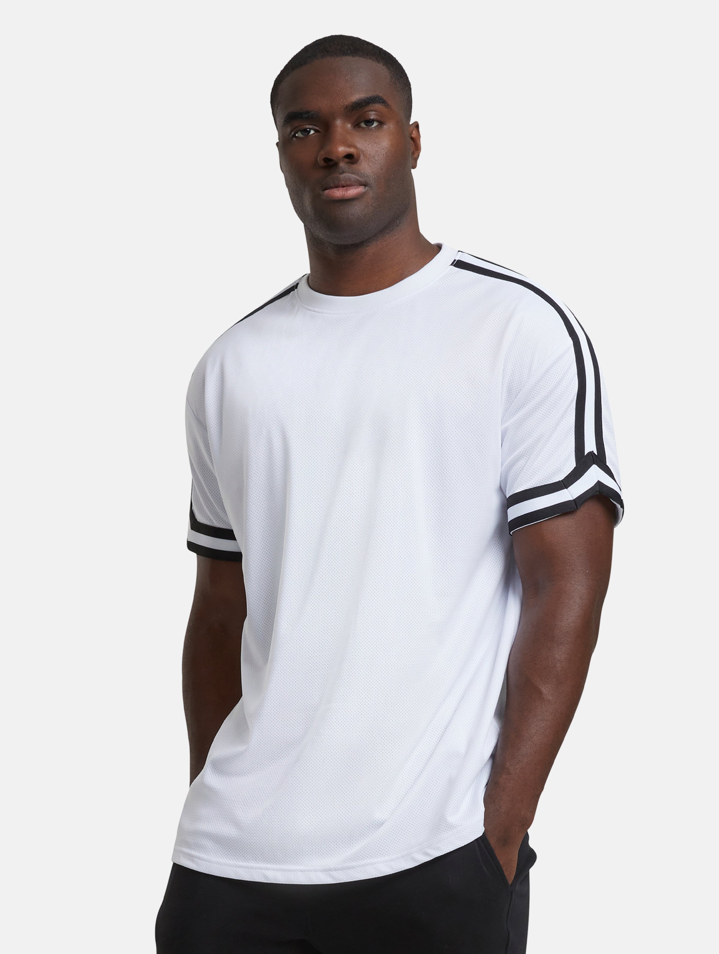 Urban Classics Oversized Stripes Mesh T-Shirts Männer,Unisex op kleur wit, Maat L