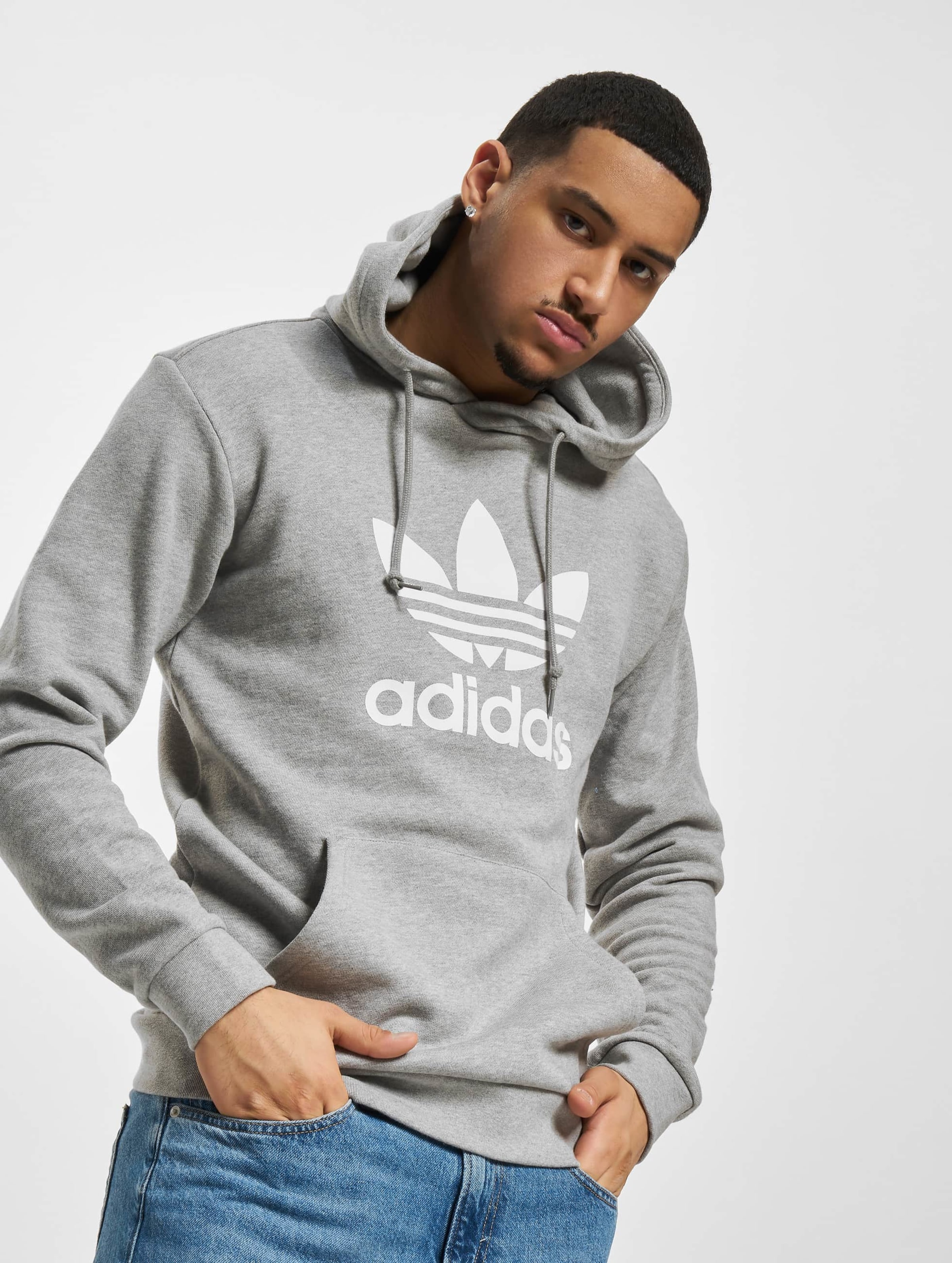 Adidas hoodie shop trefoil grey