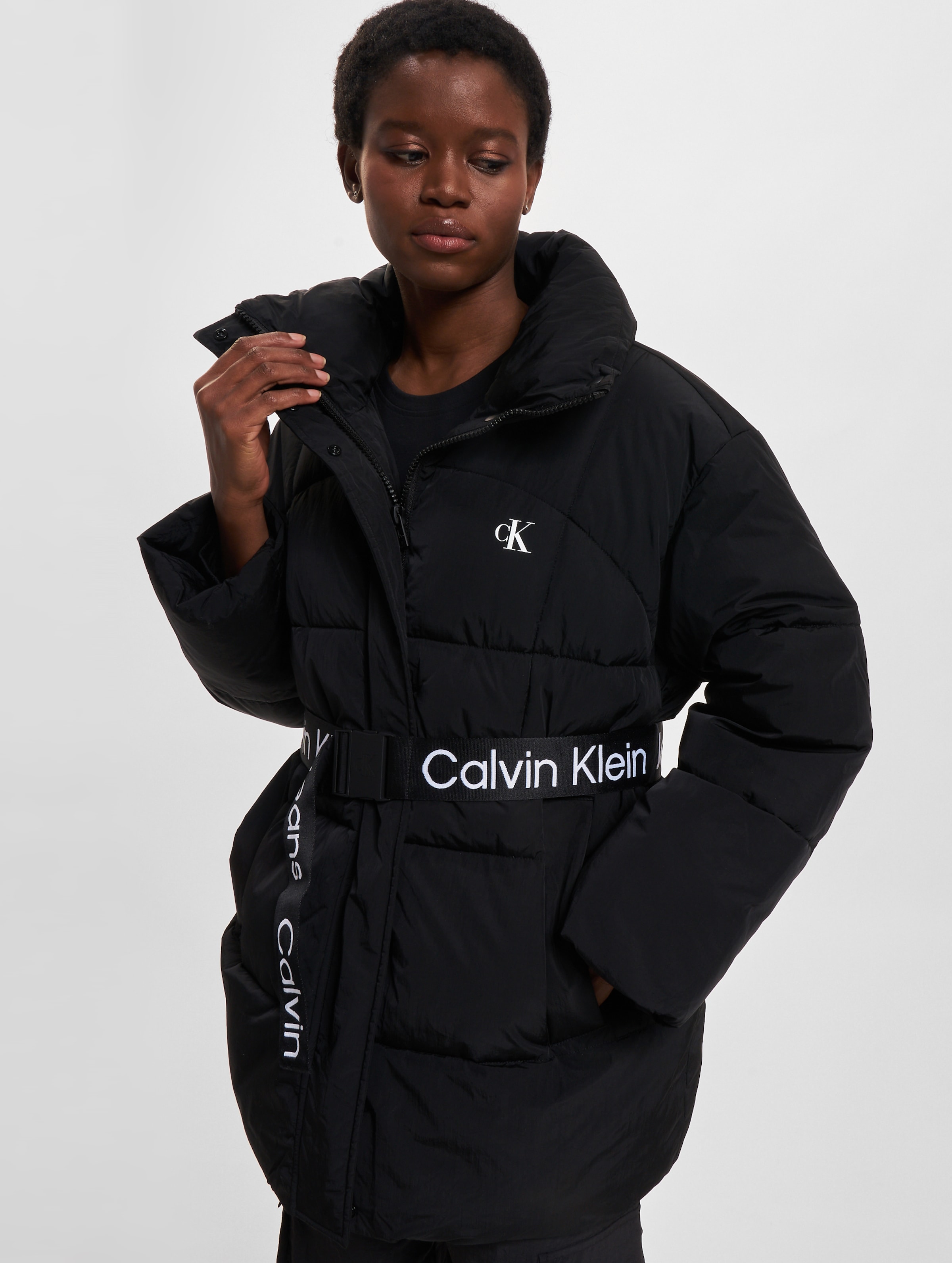 Calvin Klein Jeans Belted Long Puffer Jackets Vrouwen op kleur zwart, Maat XS