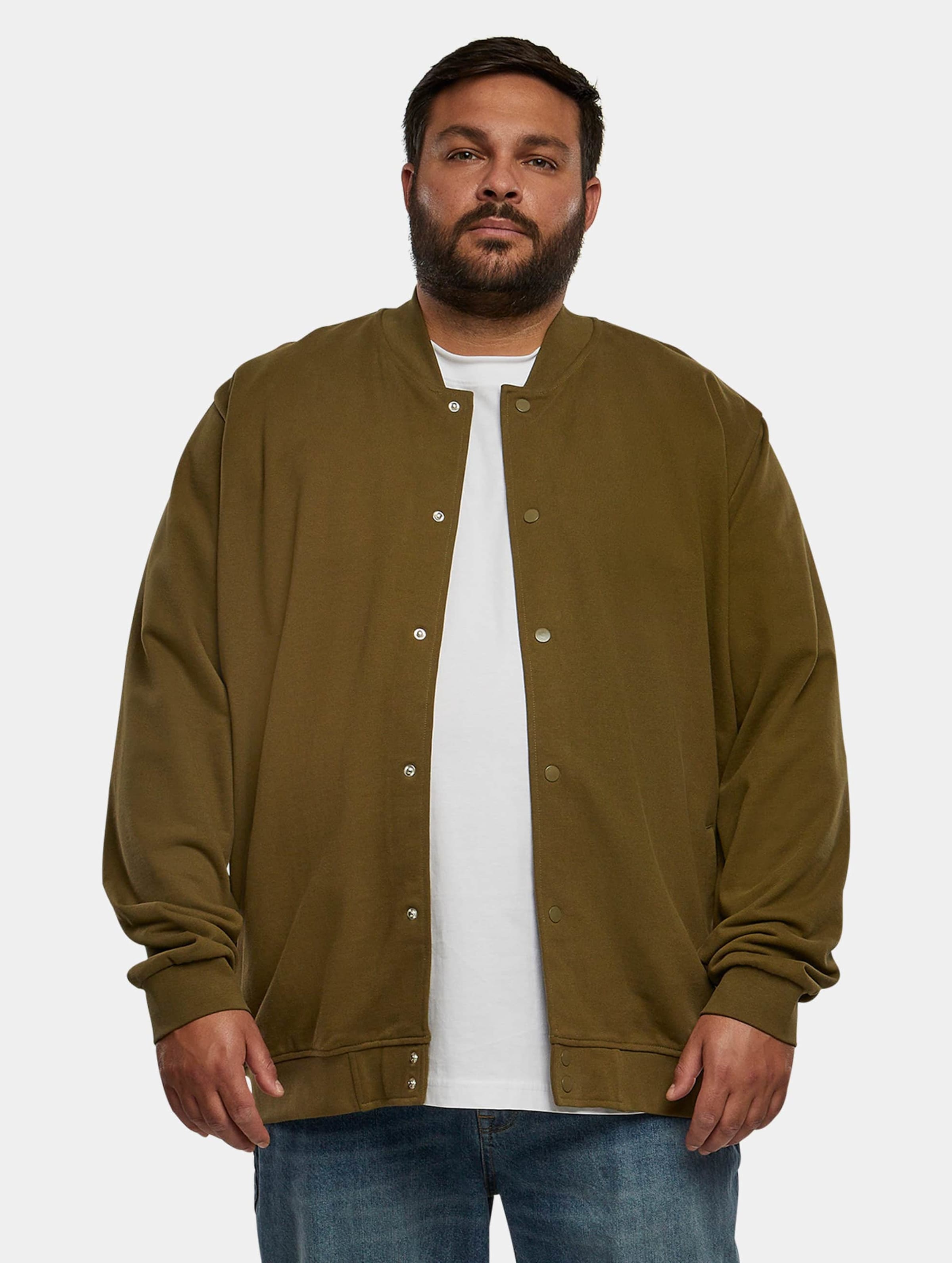 Urban Classics - Ultra Heavy Solid College jacket - S - Olijfgroen