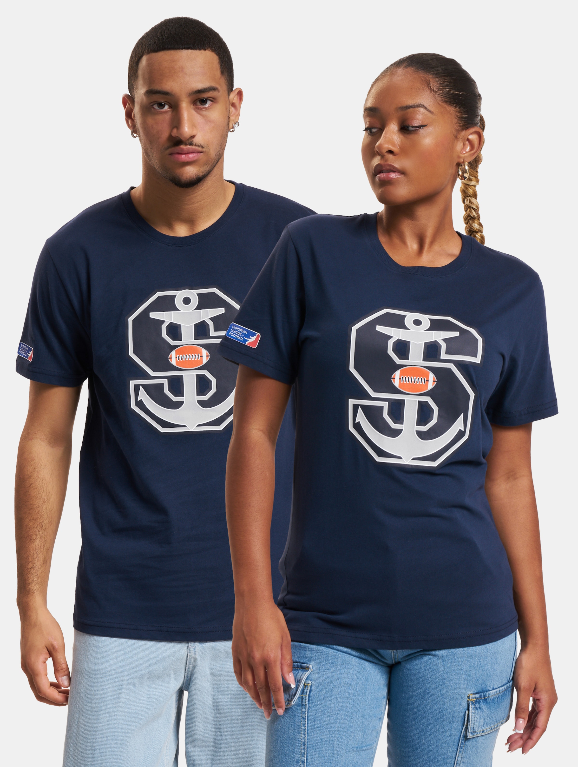 European League Of Football 1018 Milano Seamen Iconic T-Shirt Vrouwen op kleur blauw, Maat XXL