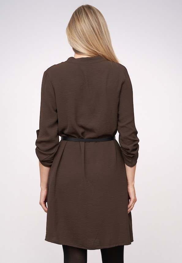 Musselin Dress with turn-up sleeves and belt-1