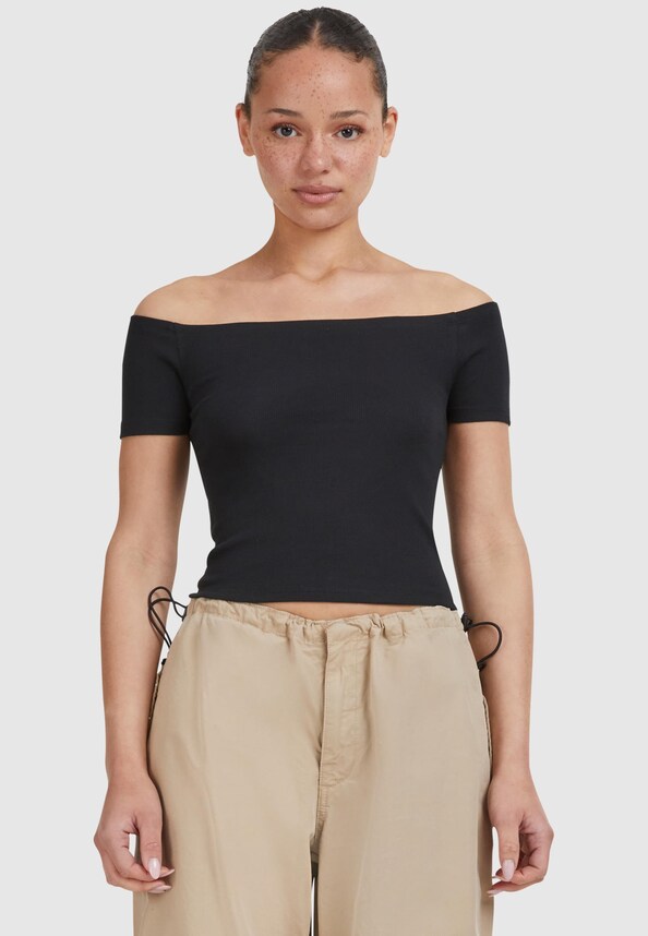 Ladies Organic Off Shoulder Rib Tee-4