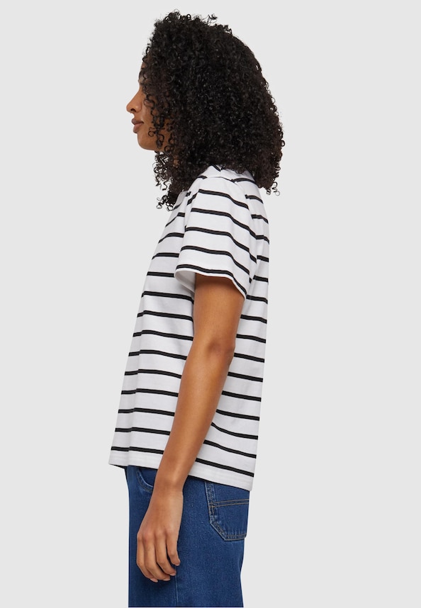 Ladies Striped Boxy Tee-2